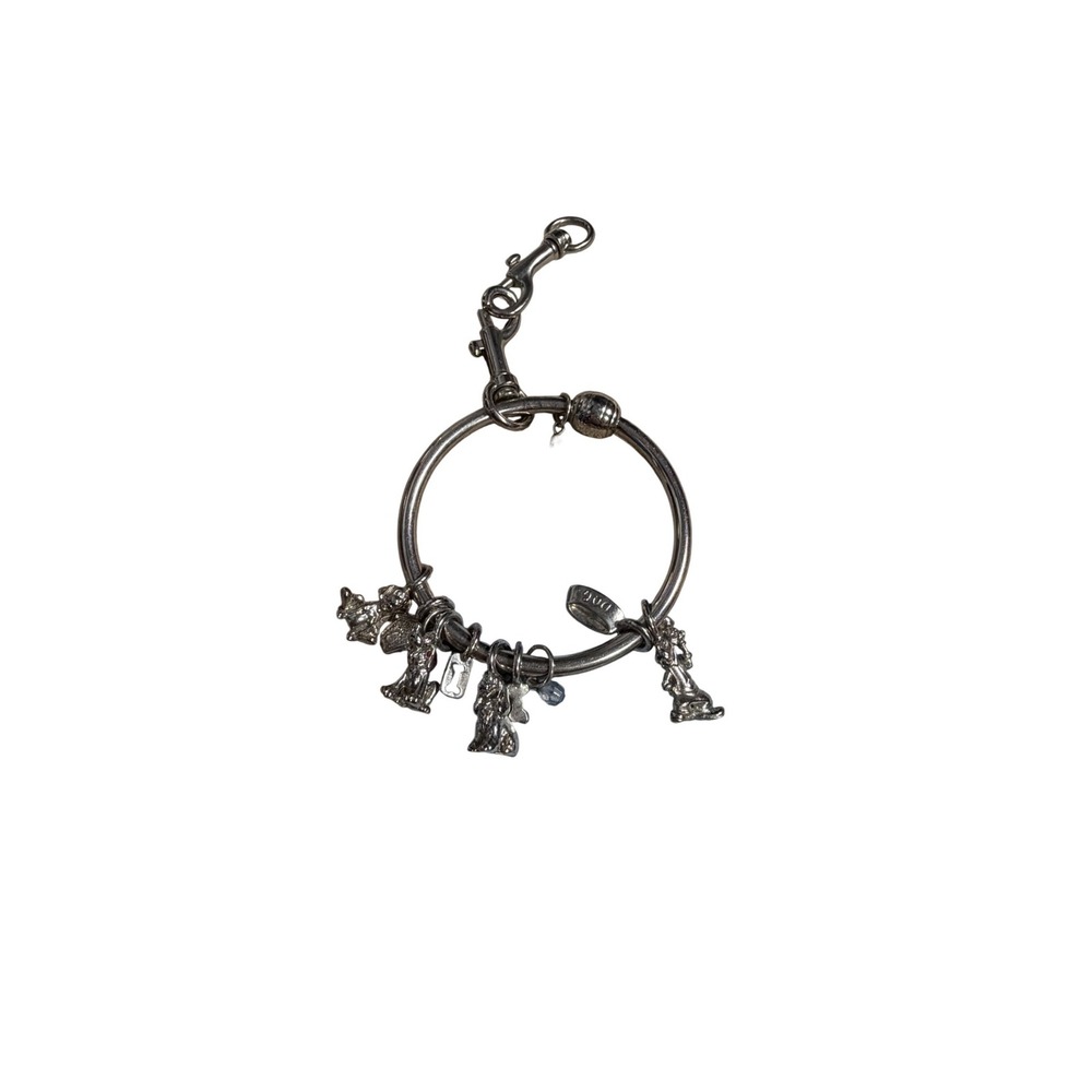 Vintage Disney Dog Character Charm Keychain Silver Tone Collectible Key Ring Bag